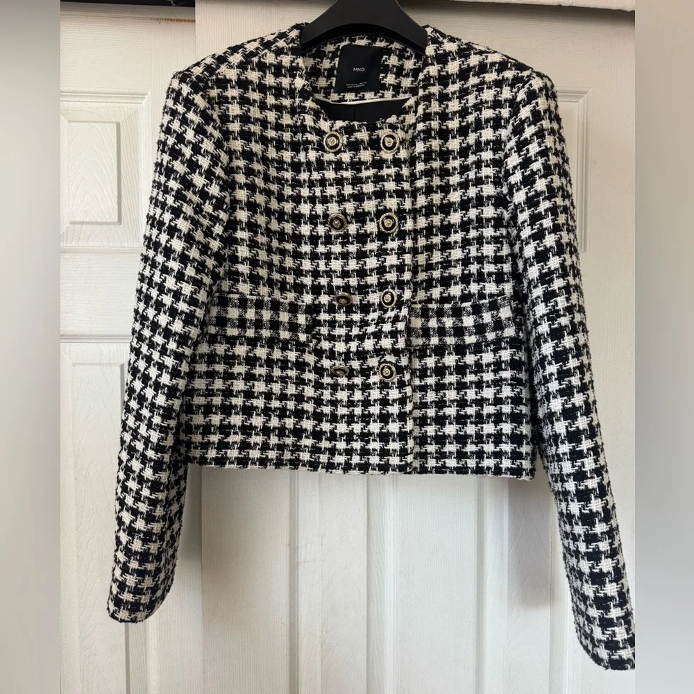 Mango Black and White Houndstooth Jacket - Picture 1 of 3